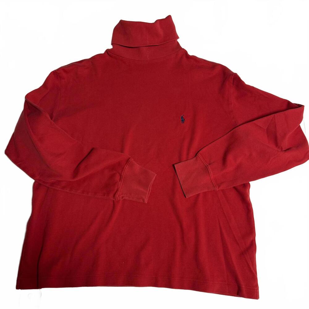 RALPH LAUREN SPORT Red 100% Cotton Turtleneck Mens size M. Preppy. Y2K